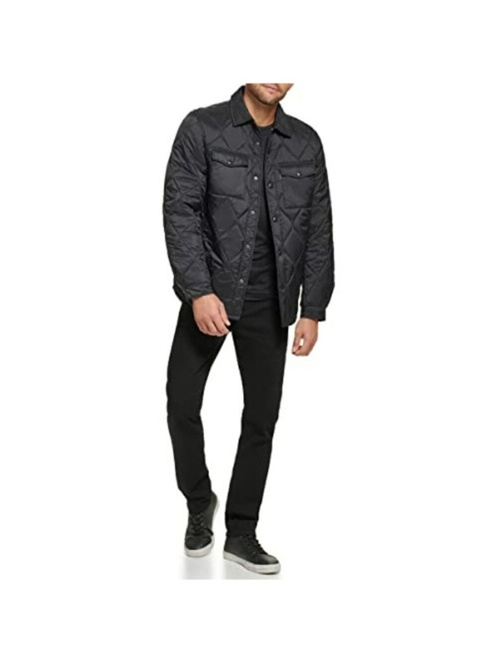 Calvin Klein Mens Quilted Black Jacket Size M Lightweight Water-Resistant Windpr